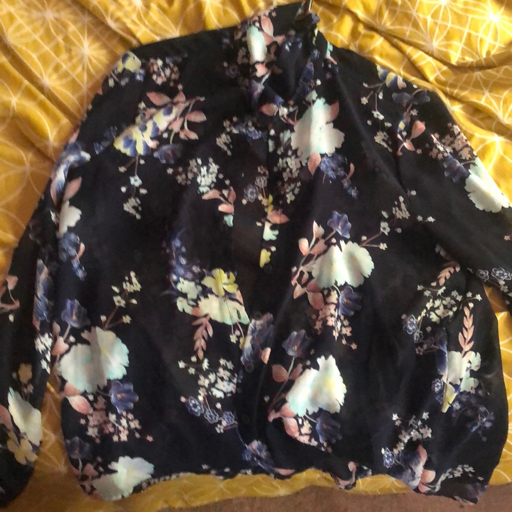 Floral dark blue blouse